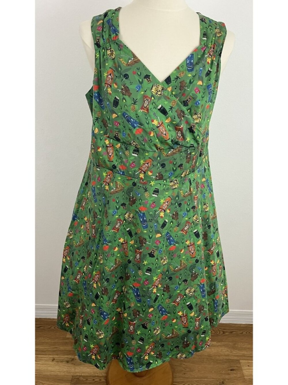 Disney Parks Women's 2X Trader Sam's Swing Dress Tropical Drink Polynesian Tiki